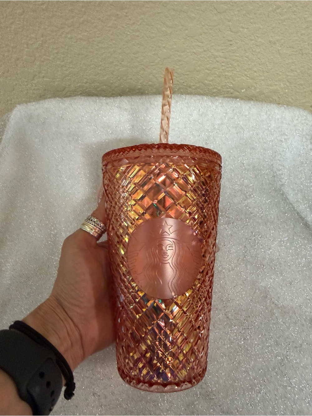 Starbucks Iridescent Pink Diamond Tumbler with Straw